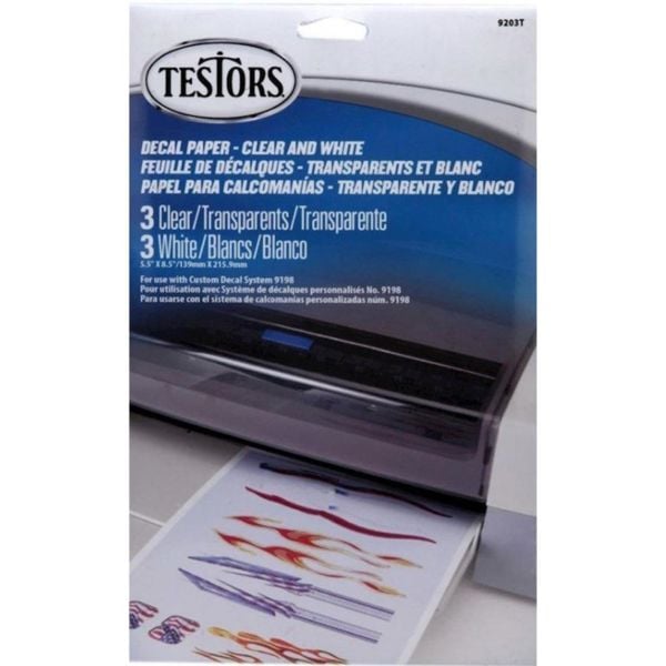 Testors 9203T Decal Paper Assortment 3 Clear 3 White