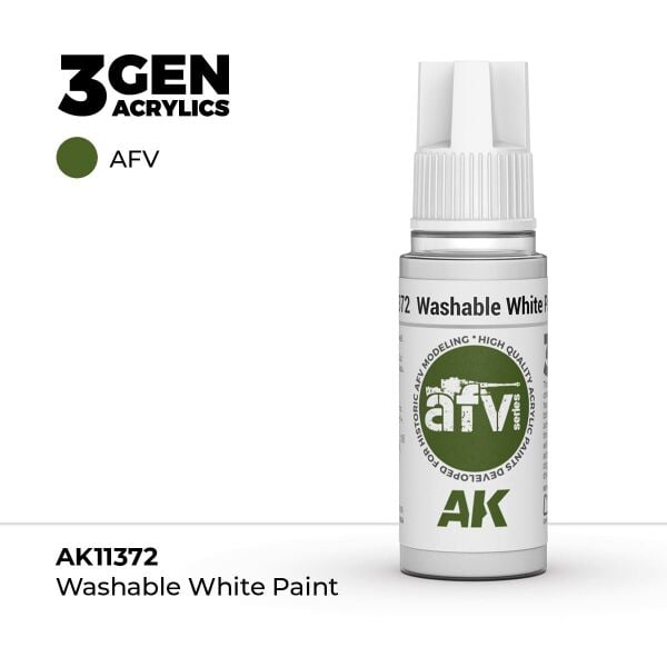 AK 11372 17 ml. Washable White Paint, AFV Serisi 3GEN Akrilik Model Boyası