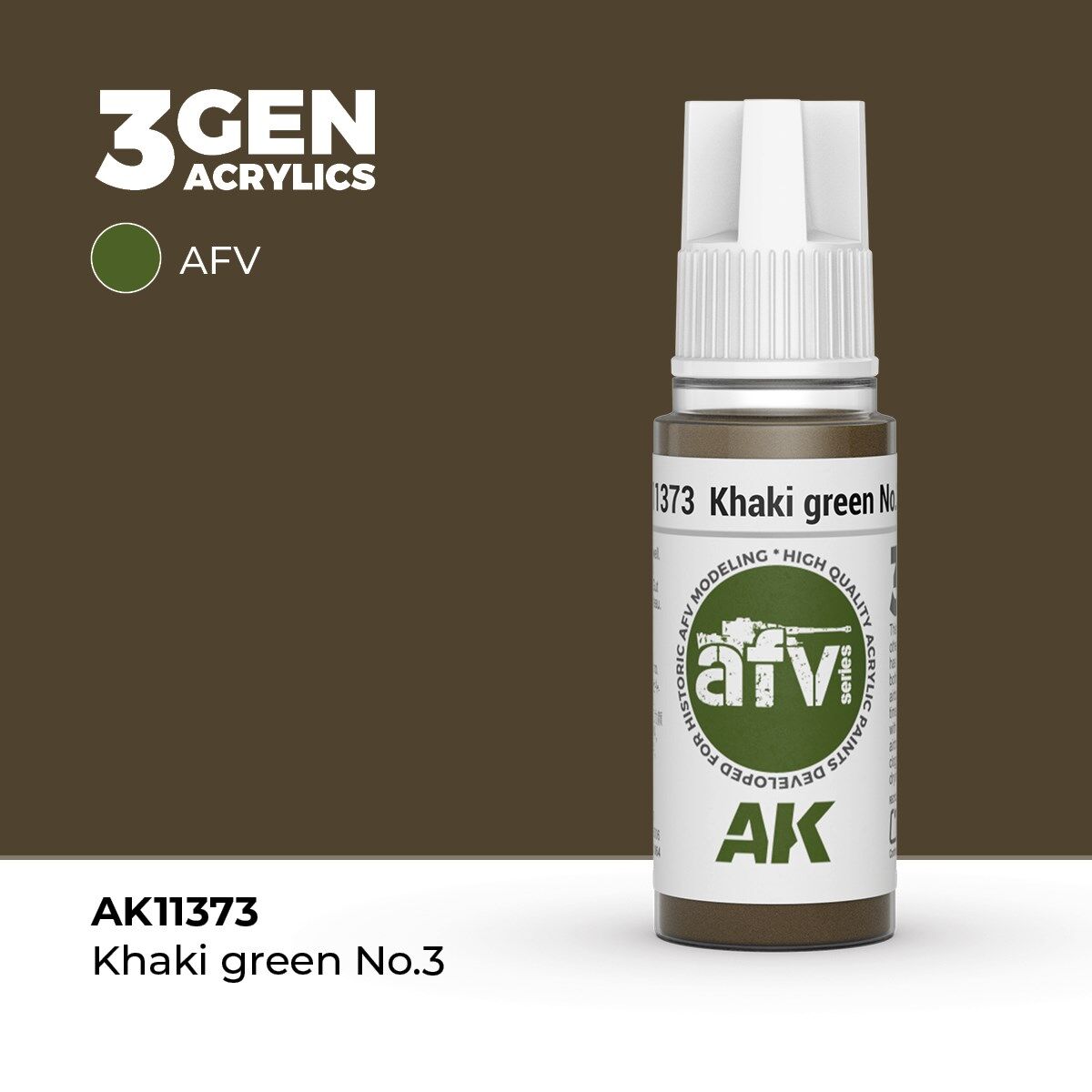 AK 11373 17 ml. Khaki green Nº3, AFV Serisi 3GEN Akrilik Model Boyası