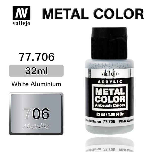 Vallejo 77706 32 ml. White Aluminium, Metal Color Serisi Model Boyası