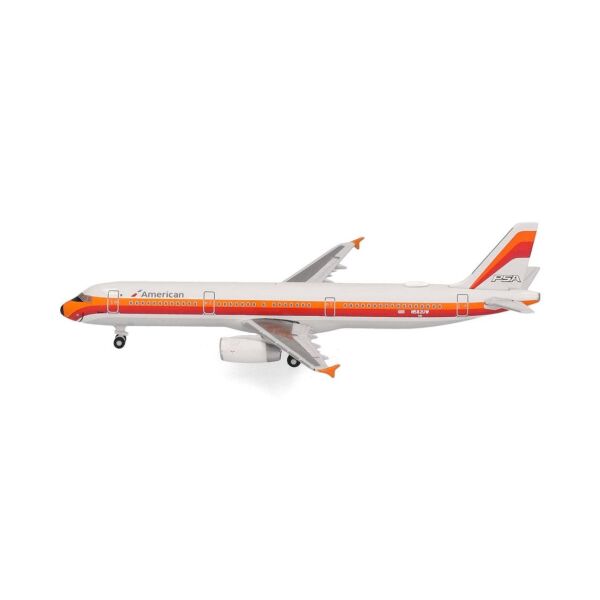 Herpa 538244 1/500 Ölçek, Amerikan Havayolları Airbus A321 (PSA Heritage livery) N582UW, Metal, Sergilemeye Hazır Model Yolcu U
