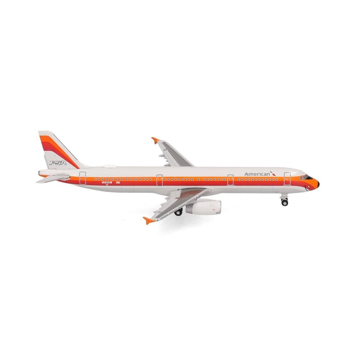 Herpa 538244 1/500 Ölçek, Amerikan Havayolları Airbus A321 (PSA Heritage livery) N582UW, Metal, Sergilemeye Hazır Model Yolcu U