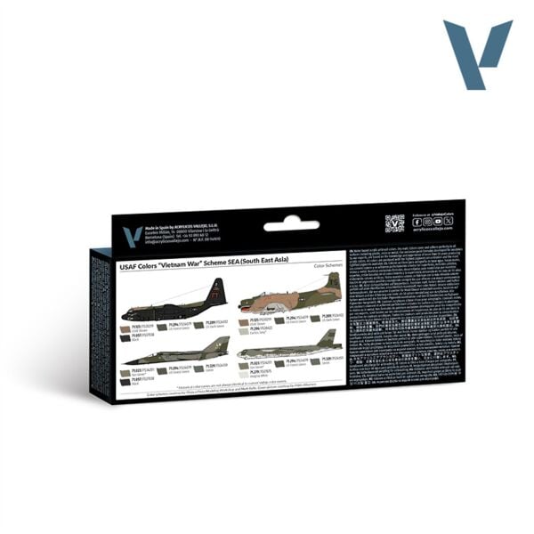 Vallejo 71204 8x18 ml. USAF colors “Vietnam War” Scheme SEA (South East Asia), Model Air Serisi Model Boyası Seti