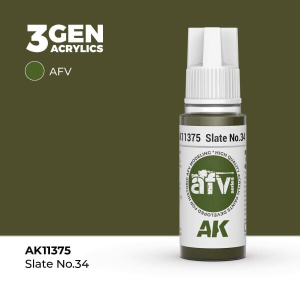 AK 11375 17 ml. Slate No.34, AFV Serisi 3GEN Akrilik Model Boyası