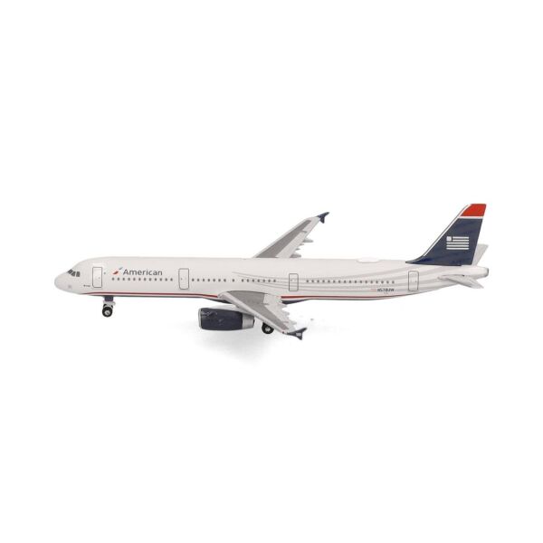 Herpa 538251 1/500 Ölçek, Amerikan Havayolları Airbus A321 (US Airways Heritage livery) N578UW, Metal, Sergilemeye Hazır Model