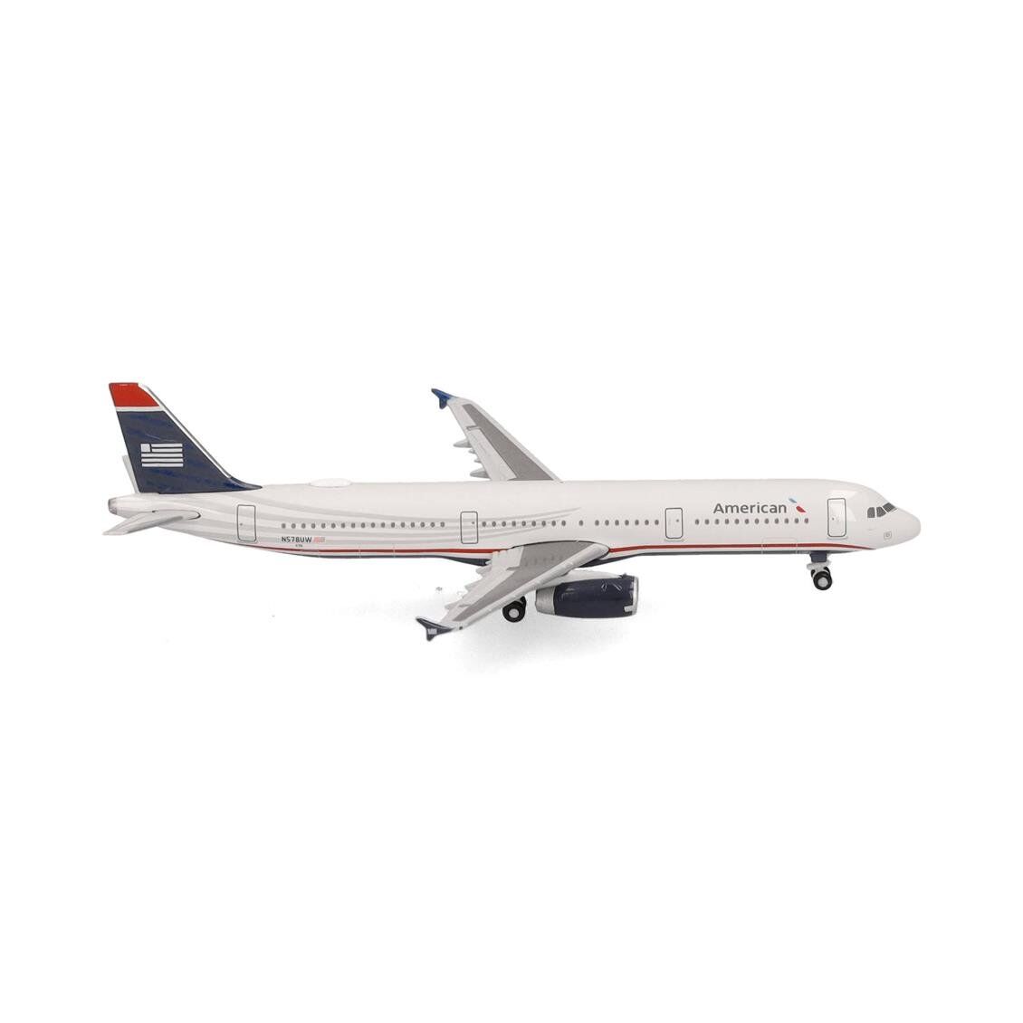 Herpa 538251 1/500 Ölçek, Amerikan Havayolları Airbus A321 (US Airways Heritage livery) N578UW, Metal, Sergilemeye Hazır Model