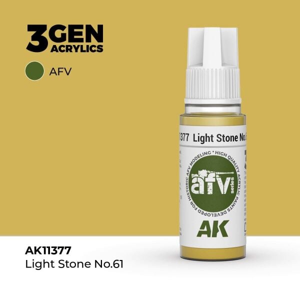 AK 11377 17 ml. Light Stone No.61, AFV Serisi 3GEN Akrilik Model Boyası