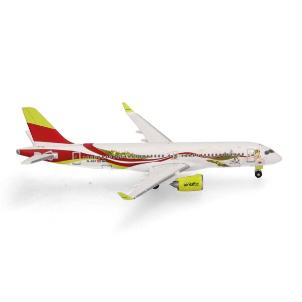Herpa 538268 1/500 Ölçek, AirBaltic Airbus A220-300 (50th A220) YL-ABX, Metal, Sergilemeye Hazır Model Yolcu Uçağı