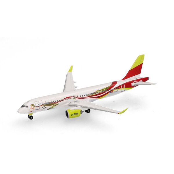 Herpa 538268 1/500 Ölçek, AirBaltic Airbus A220-300 (50th A220) YL-ABX, Metal, Sergilemeye Hazır Model Yolcu Uçağı