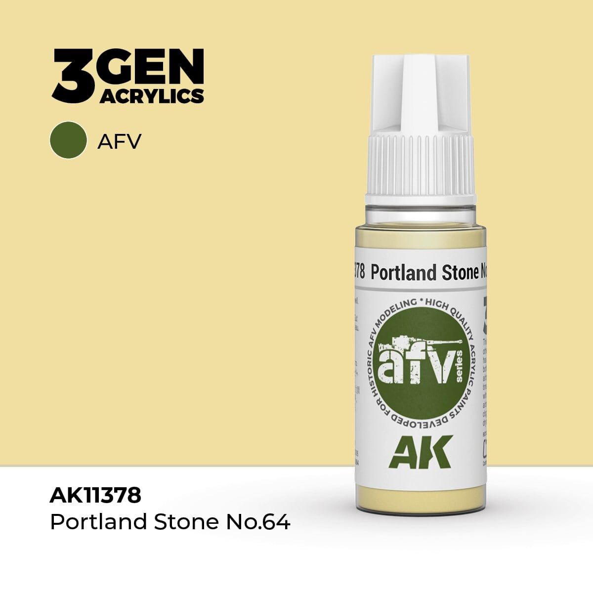 AK 11378 17 ml. Portland Stone No.64, AFV Serisi 3GEN Akrilik Model Boyası