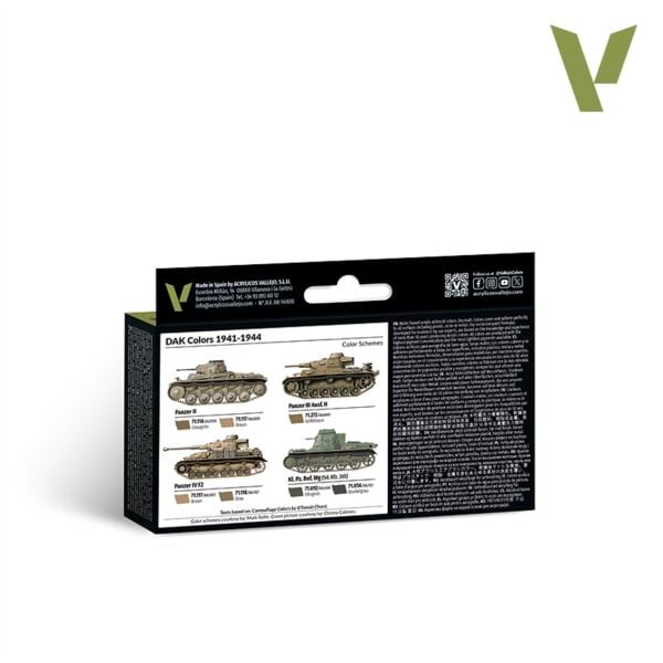 Vallejo 71207 6x18 ml. DAK Colors 1941-1944, Model Air Serisi Model Boyası Seti