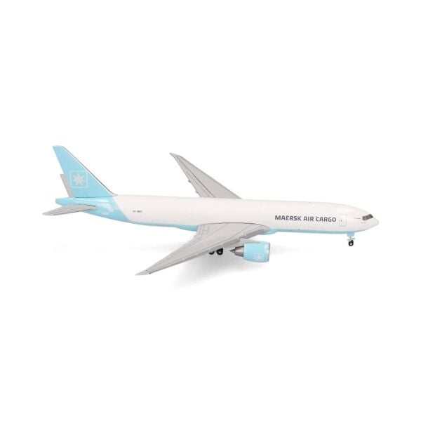 Herpa 538305 1/500 Ölçek, Maersk Hava Kargo Boeing 777F, OY-MAC (Maersk Swan), Metal, Sergilemeye Hazır Model Nakliye Uçağı
