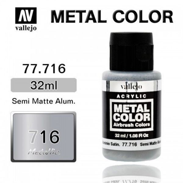 Vallejo 77716 32 ml. Semi Matte Aluminium, Metal Color Serisi Model Boyası