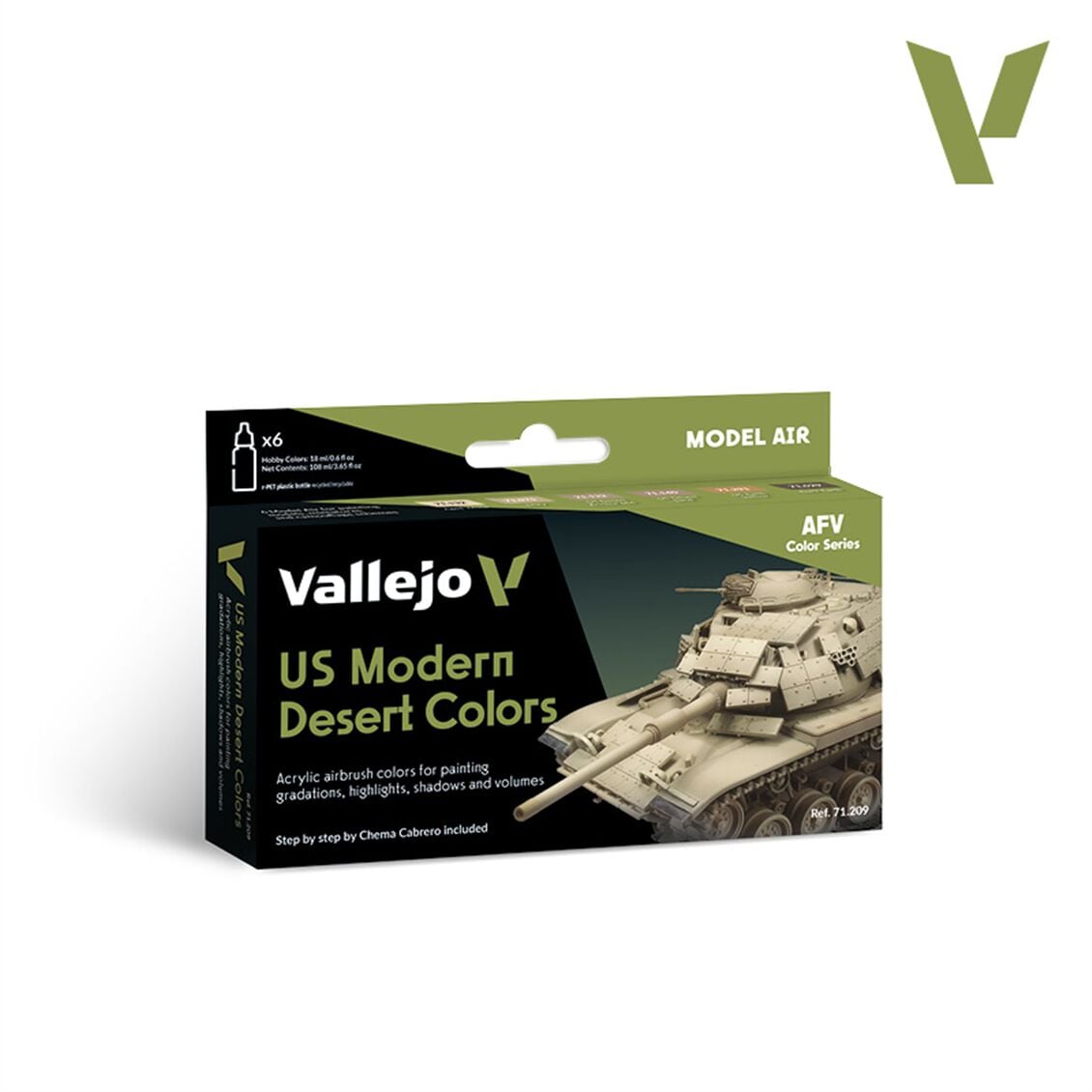 Vallejo 71209 6x18 ml. US Modern Desert Colors, Model Air Serisi Model Boyası Seti