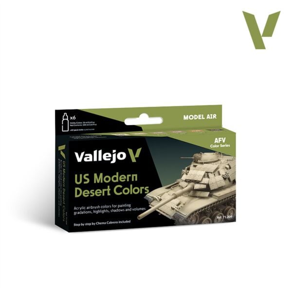 Vallejo 71209 6x18 ml. US Modern Desert Colors, Model Air Serisi Model Boyası Seti
