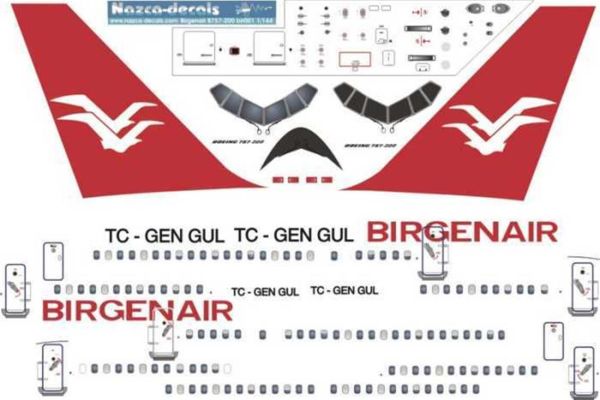 Nazca Decals Bır001 1/144 Ölçek, Birgenair B757