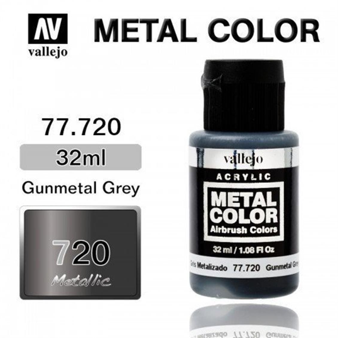 Vallejo 77720 32 ml. Gunmetal Grey, Metal Color Serisi Model Boyası