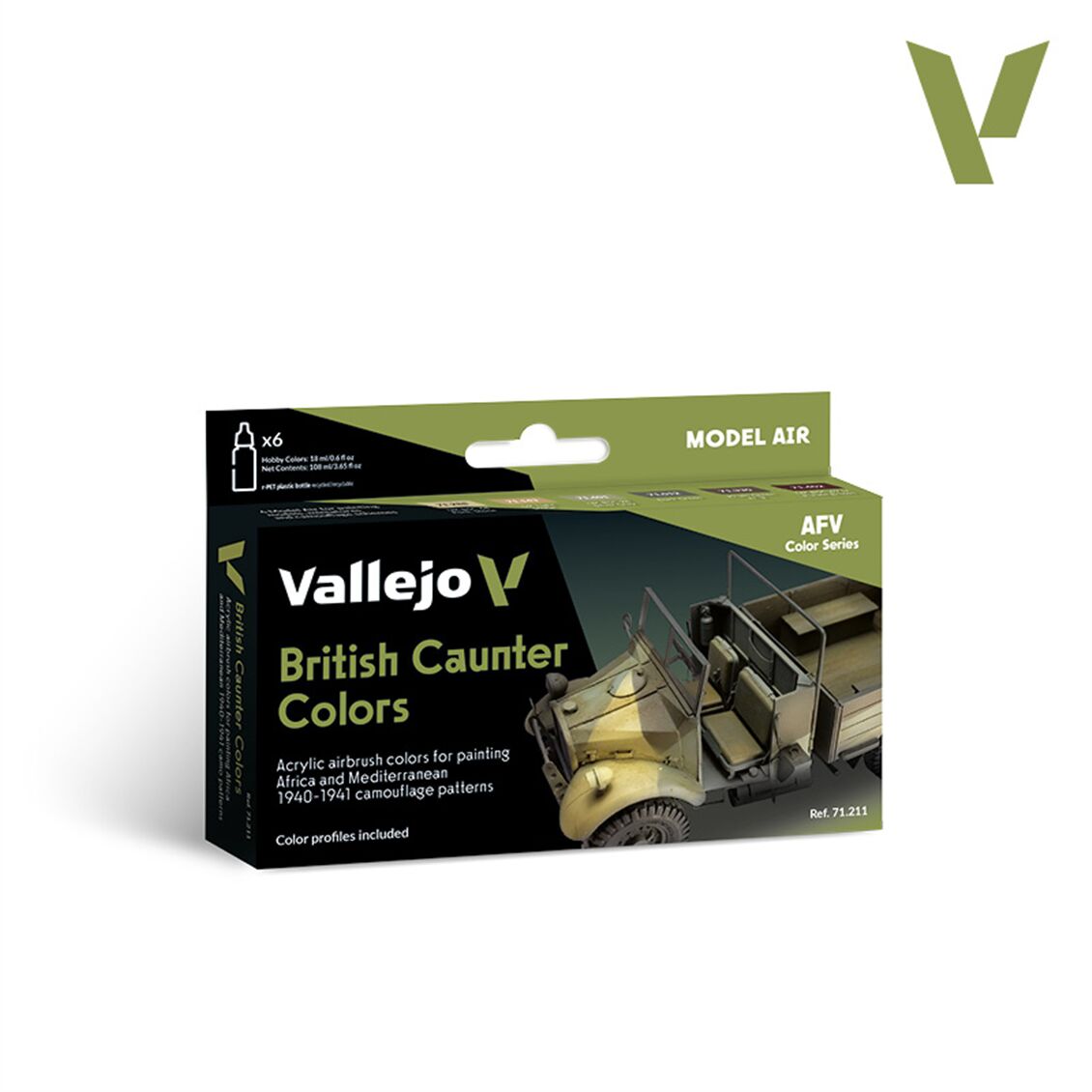 Vallejo 71211 6x18 ml. British Caunter Colors, Model Air Serisi Model Boyası Seti