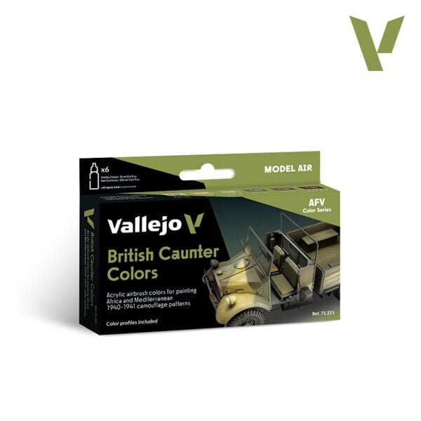 Vallejo 71211 6x18 ml. British Caunter Colors, Model Air Serisi Model Boyası Seti
