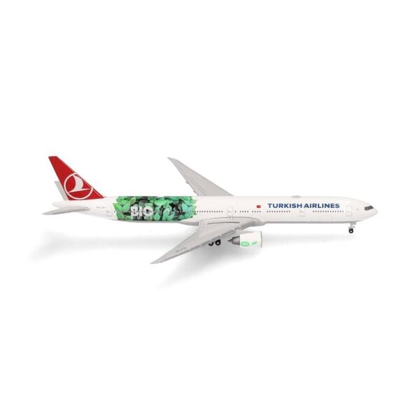Herpa 538442 1/500 Ölçek, Türk Hava Yolları Boeing 777-300ER (Bio Fuel) TC-LJH, Metal, Sergilemeye Hazır Model Yolcu Uçağı