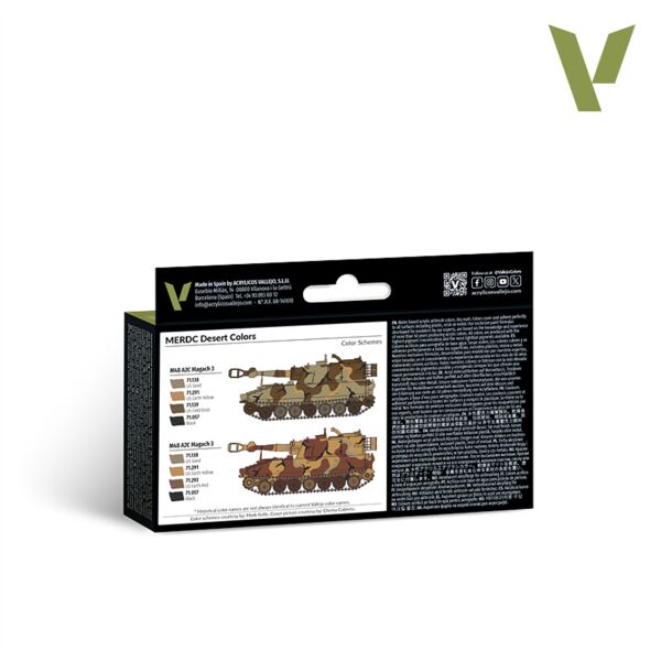 Vallejo 71212 6x18 ml. MERDC Desert Colors, Model Air Serisi Model Boyası Seti