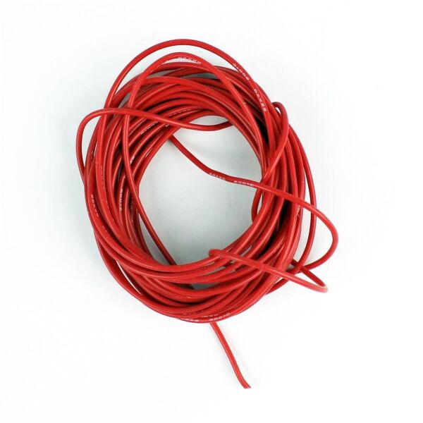 22 AWG / 0.35 mm. Silikon Kablo, Kırmızı, 5 Metre