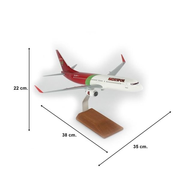 THY036 1/100 Ölçek, THY Hatay Spor Logolu B737-800 Yolcu Uçağı, Sergilemeye Hazır Ahşap Standlı Model