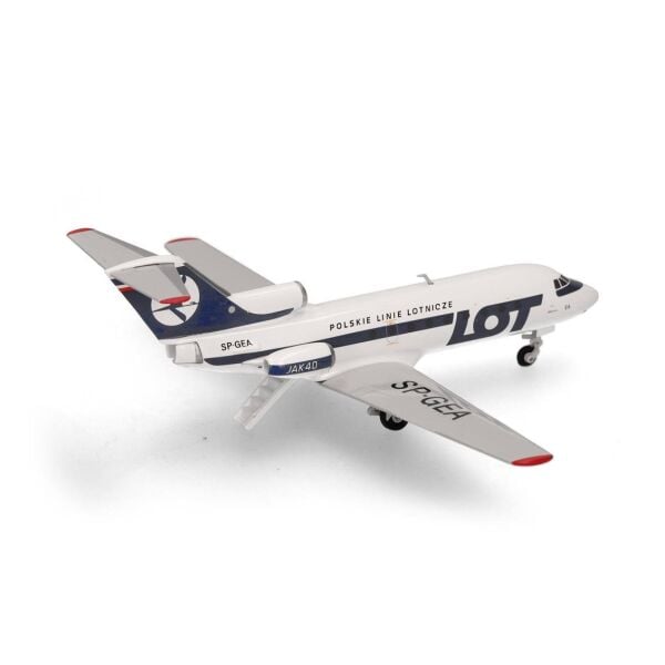 Herpa 573139 1/200 Ölçek, LOT Polonya Havayolları Yakovlev Yak-40, SP-GEA, Metal, Sergilemeye Hazır Model Yolcu Uçağı