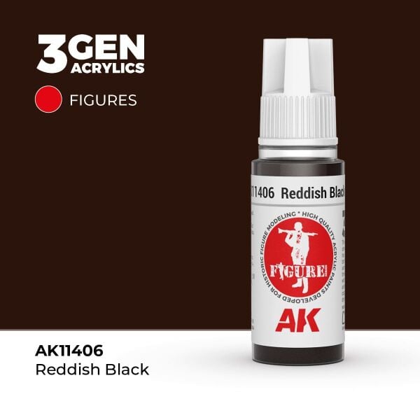 AK 11406 17 ml. Reddish Black, Figür Serisi 3GEN Akrilik Model Boyası