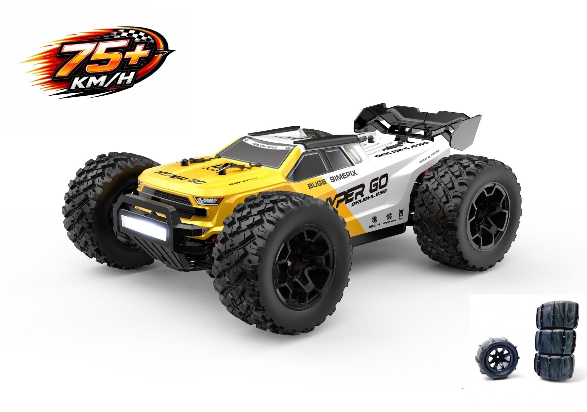 MJX 1/14 Hyper GO 14207 4x4 Fırçasız (Brushless) Motor ve Escli, Su Geçirmez (Waterproof) 2.4 Ghz. Uzaktan Kumandalı Arazi Aracı 2S Li-po Versiyon +4 Adet Kum Lastiği