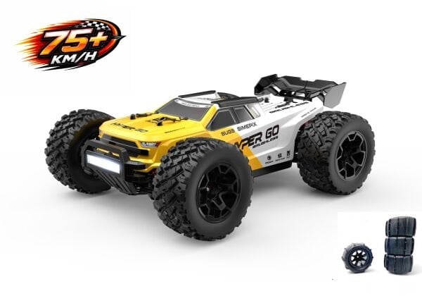 MJX 1/14 Hyper GO 14207 4x4 Fırçasız (Brushless) Motor ve Escli, Su Geçirmez (Waterproof) 2.4 Ghz. Uzaktan Kumandalı Arazi Aracı 2S Li-po Versiyon +4 Adet Kum Lastiği