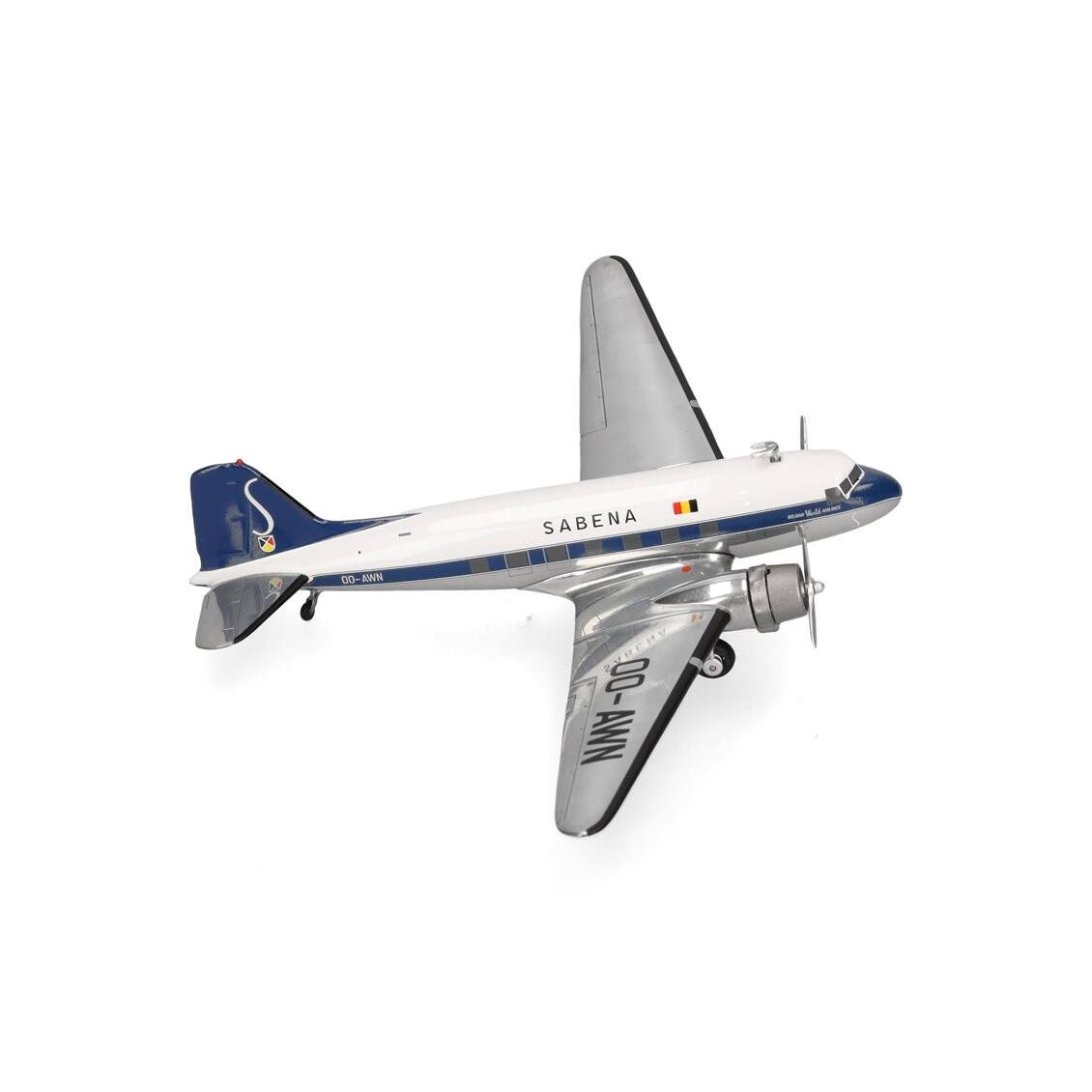 Herpa 573399 1/200 Ölçek, Sabena Douglas DC-3, OO-AWN, Metal, Sergilemeye Hazır Model Yolcu Uçağı