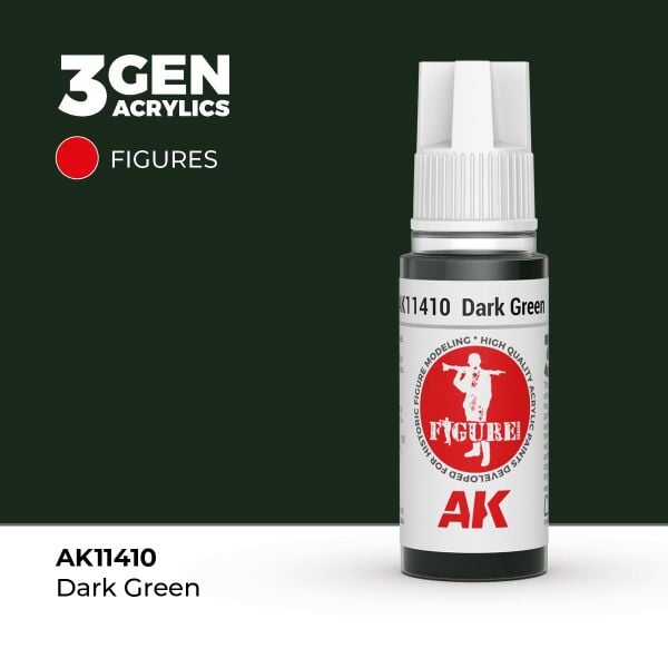 AK 11410 17 ml. Dark Green, Figür Serisi 3GEN Akrilik Model Boyası
