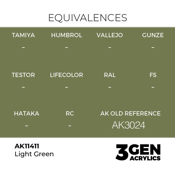 AK 11411 17 ml. Light Green, Figür Serisi 3GEN Akrilik Model Boyası