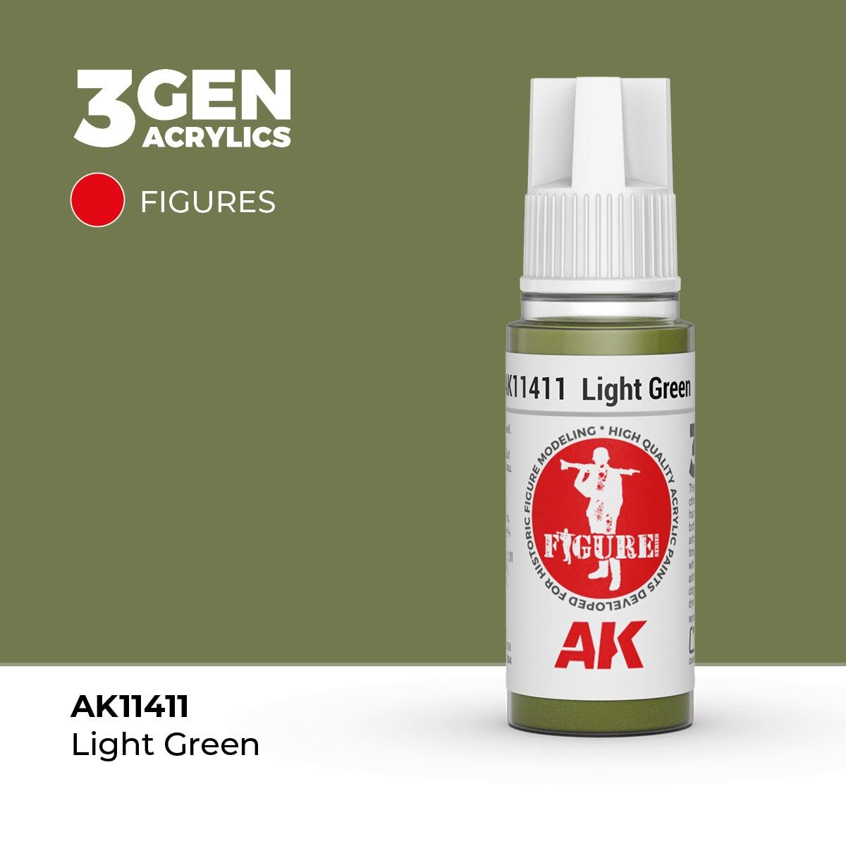AK 11411 17 ml. Light Green, Figür Serisi 3GEN Akrilik Model Boyası