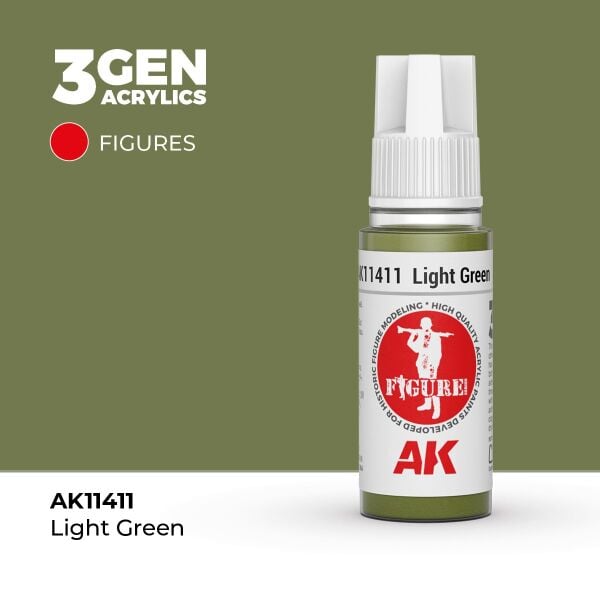 AK 11411 17 ml. Light Green, Figür Serisi 3GEN Akrilik Model Boyası
