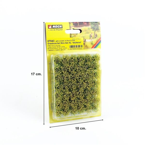 Noch 7043 Çim Öbekleri, Sarı Flok Çiçekler, Mini Set XL, 42 adet, 9 mm Diorama Malzemesi