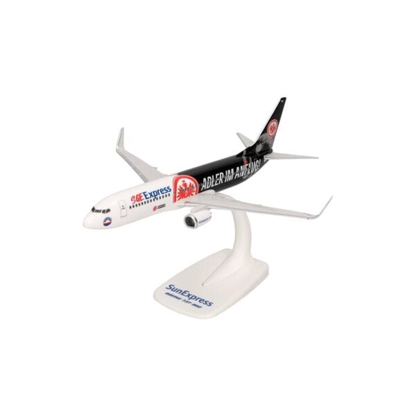 Herpa 614481 1/200 Ölçek, Sun Express Boeing 737-800 (Eintracht Frankfurt-SGE Express) TC-SPM, Snapfit, Plastik, Standlı, Sergi