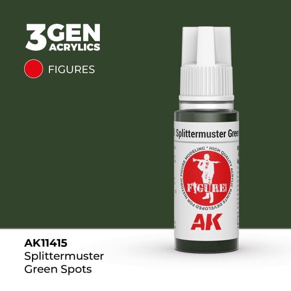 AK 11415 17 ml. Splittermuster Green Spots, Figür Serisi 3GEN Akrilik Model Boyası