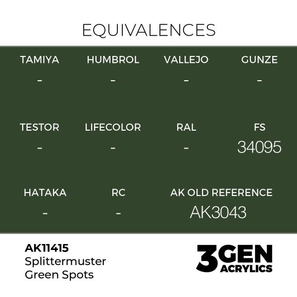 AK 11415 17 ml. Splittermuster Green Spots, Figür Serisi 3GEN Akrilik Model Boyası