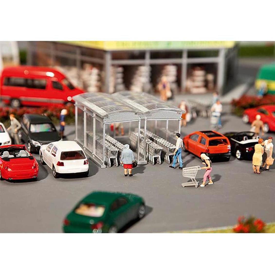 Faller 180606 1/87 Ölçek, Market Alışveriş Arabaları Sundurması, Plastik Model Kiti
