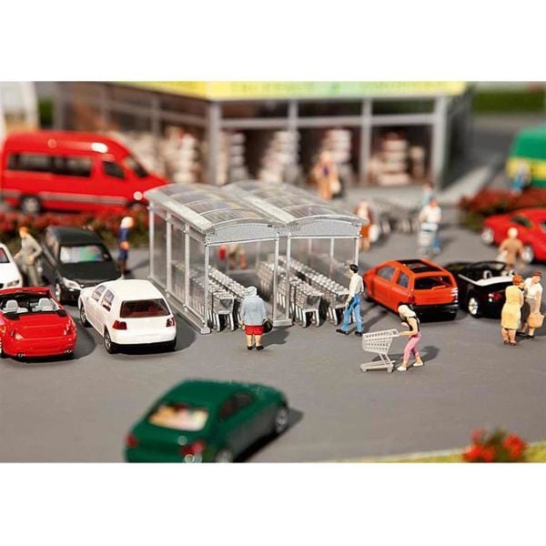 Faller 180606 1/87 Ölçek, Market Alışveriş Arabaları Sundurması, Plastik Model Kiti