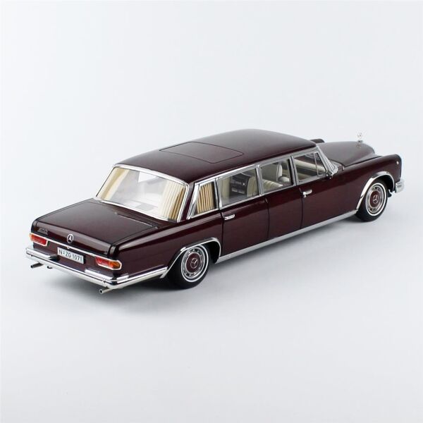 NZG 10710015 1/18 Ölçek, Mercedes-Benz 600 Pullman, Bordo, Sergilemeye Hazır Metal Model