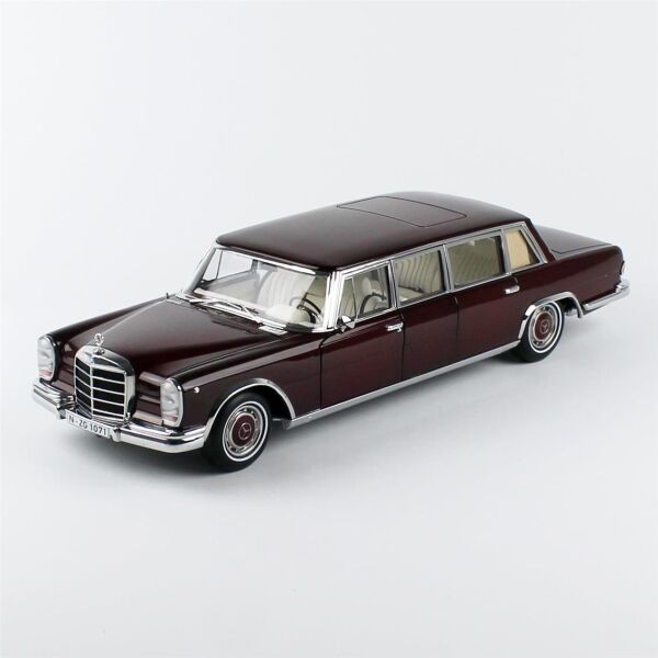NZG 10710015 1/18 Ölçek, Mercedes-Benz 600 Pullman, Bordo, Sergilemeye Hazır Metal Model