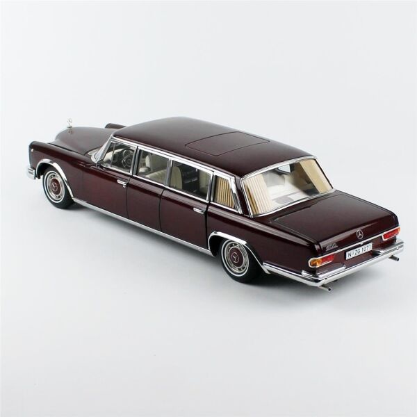 NZG 10710015 1/18 Ölçek, Mercedes-Benz 600 Pullman, Bordo, Sergilemeye Hazır Metal Model