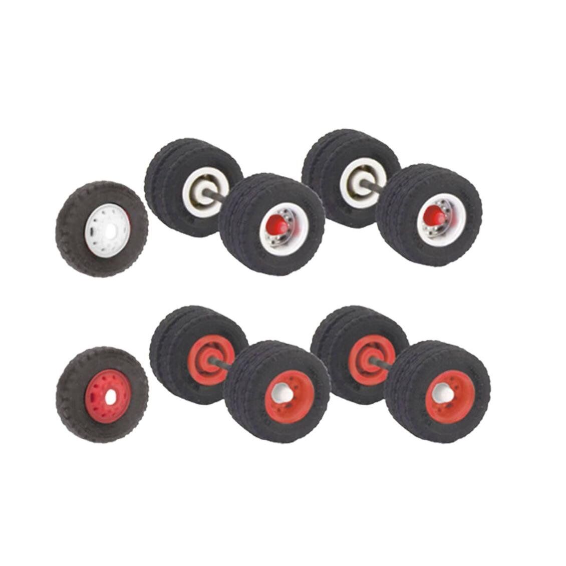 Herpa 87MBS026529 1/87 Ölçek, RS Treyler Tekerlek Seti, 2 Parçalı Jantlar, Kırmızı ve Beyaz 2 set