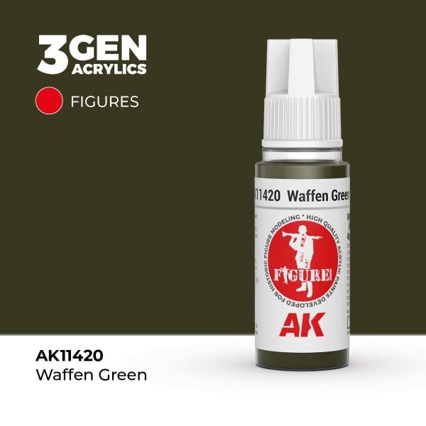 AK 11420 17 ml. Waffen Green, Figür Serisi 3GEN Akrilik Model Boyası