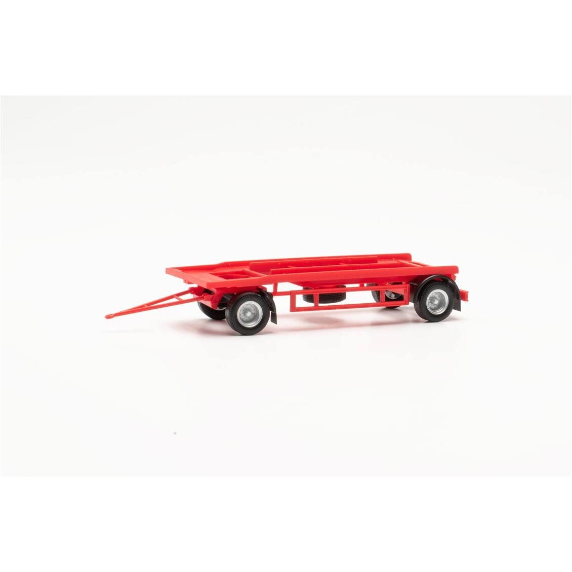 Herpa 076289-002 1/87 Ölçek, Çift Dingilli Konteyner Taşıma Romorku, Kırmızı, Sergilemeye Hazır Model Araç