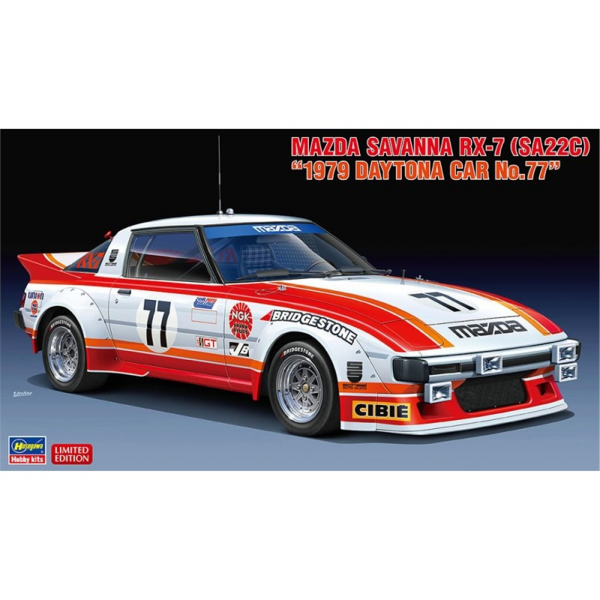 Hasegawa 20587 1/24 Ölçek, Mazda Savanna RX-7 (SA22C) 1979 Daytona Car No.77, Yarış Aracı Plastik Model Kiti