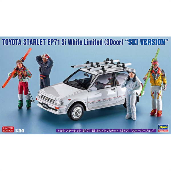 Hasegawa 20610 1/24 Ölçek, Toyota Starlet EP71 Si White Limited Edition (3door) (Ski Version) Otomobil Plastik model Kiti